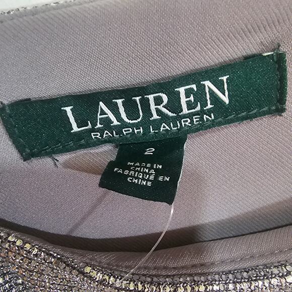 Lauren Ralph Lauren Metallic Silver Gown Size 2 - Picture 7 of 7